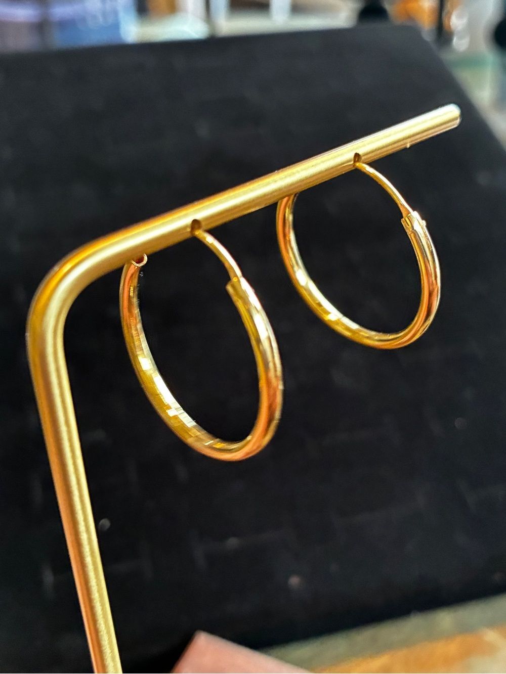 Gold Hoop Earrings - Classic Sterling Silver w/14 kt gold plating - Picture 3 of 4